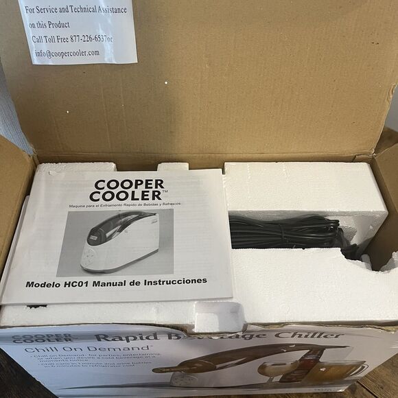 Cooper Cooler Rapid Beverage Chiller Cans Wine & Bottles HC-01 NOB TESTED White - Picture 3 of 8